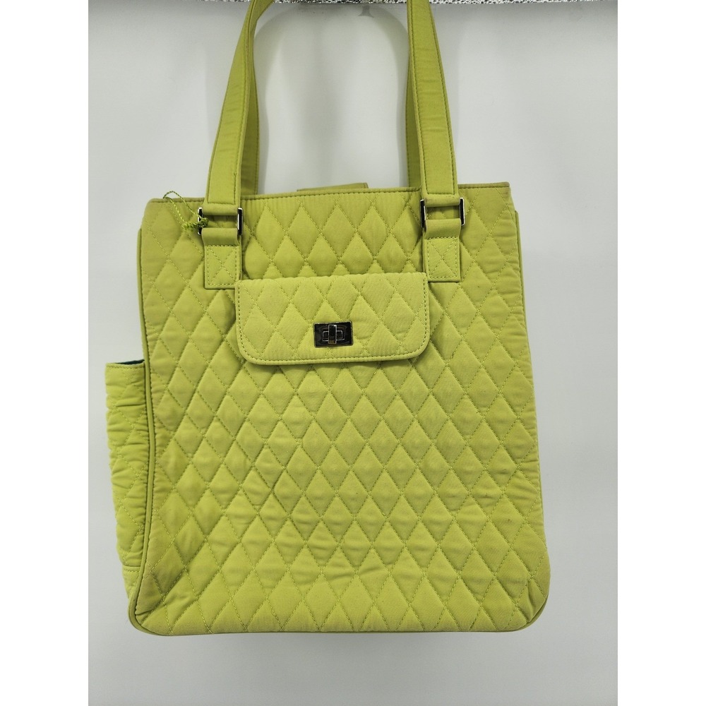 Vera Bradley Quilted Microfiber Tote Bag‎ Lime Green Large